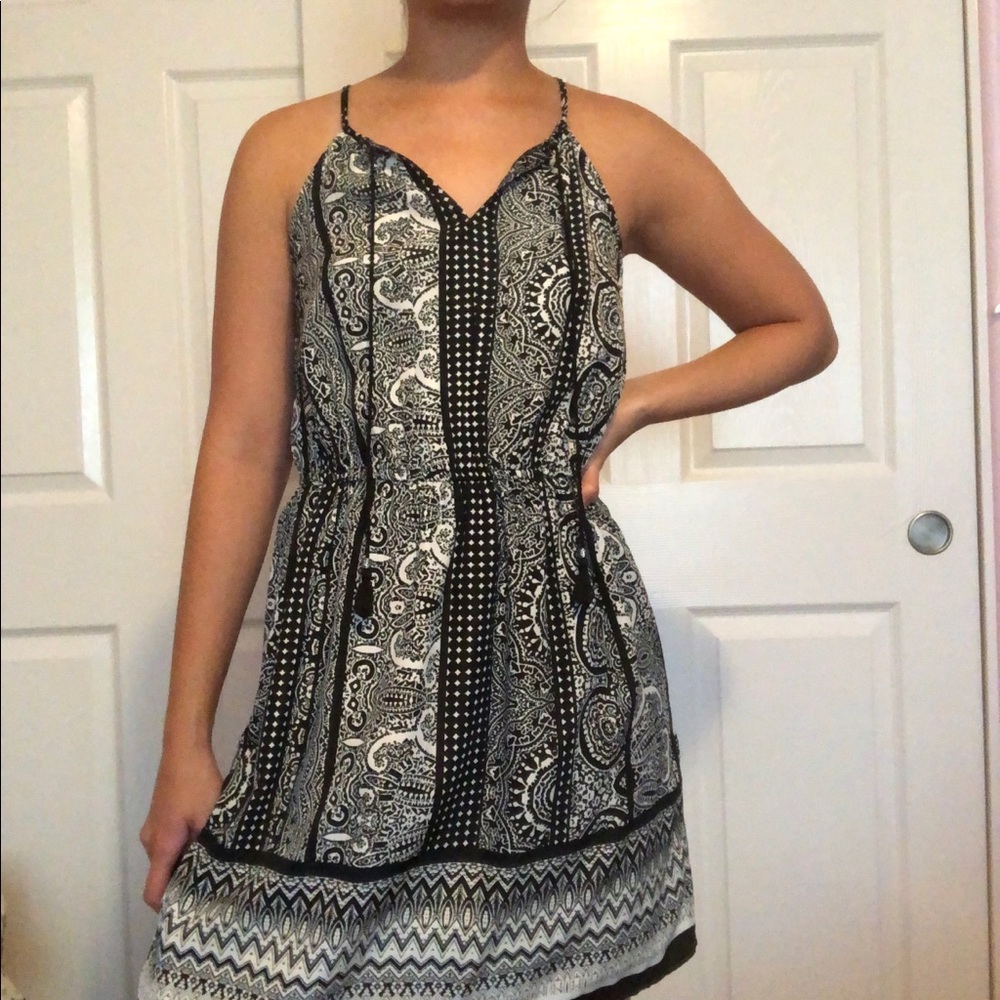 Black and cream paisley dress